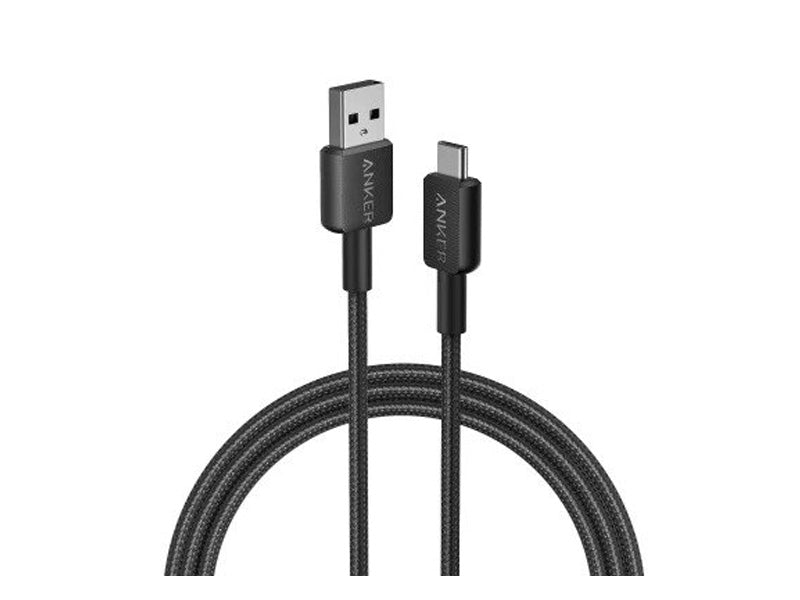 Anker 322 USB-A to USB-C Cable 0.9m Braided - Black [D] - سلك شحن - انكر - تايب سي - طول 90 سم - كفالة 18 شهر
