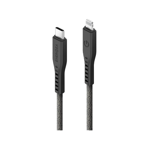 Energea Flow USB-C To Lightning Cable 1.5M - Black - سلك شحن ايفون تايب سي - انيرجيا - طول متر ونصف - كفالة 5 سنين