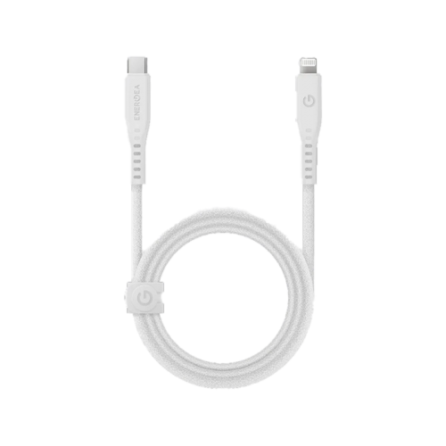 Energea Flow USB-C To Lightning Cable 1.5M - White - سلك شحن ايفون تايب سي - انيرجيا - طول متر ونصف - كفالة 5 سنين