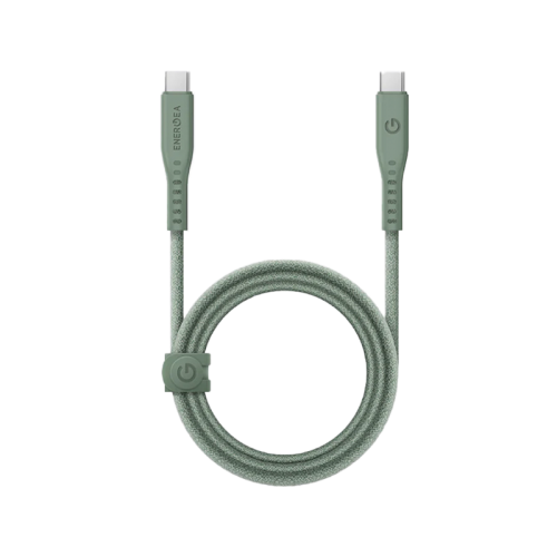 Energea Flow USB-C To USB-C Cable 1.5M - Green [B] - سلك شحن تايب سي - انيرجيا - 1.5 متر - كفالة 5 سنين - لدعم الشحن السريع