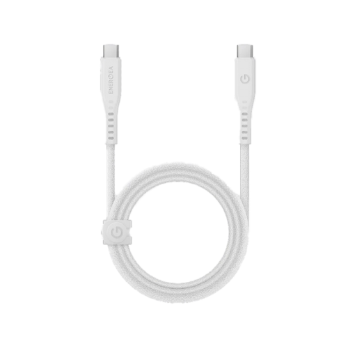 Energea Flow USB-C To USB-C Cable 1.5M - White [B] - سلك شحن - انيرجيا - تايب سي الي تايب سي - طول متر ونصف - كفالة 5 سنين