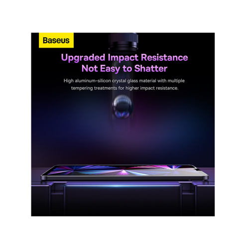 Baseus Crystal 0.3mm HD Tempered Screen Protector For IPad - Clear - حماية شاشة - شفافة - لجميع اطراف جهاز الايباد