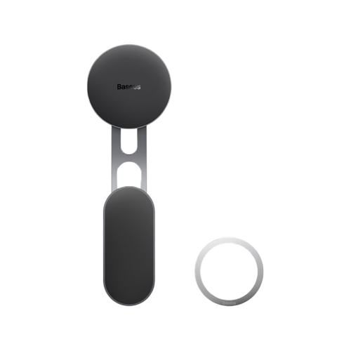 Baseus T-Space Series Folding Metal Car Phone Mount - Frost Silver [D] - ستاند سيارة مغناطيس - بيسوس