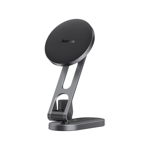 Baseus T-Space Series Folding Metal Car Phone Mount - Frost Silver [D] - ستاند سيارة مغناطيس - بيسوس