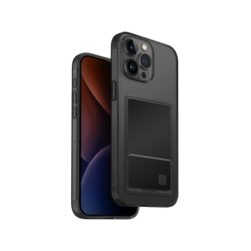 Uniq Hybrid Airfender Case For IPhone 15 - Smoked Grey Tinted [B] - كفر حماية عالية - يونيك - شفاف - مع جيب لحفظ البطاقات