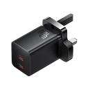 Baseus 2-Port USB-C 40W GaN Charger - Cluster Black [B]- شاحن حائط  بقوة 40 واط - 2 فتحتين تايب سي للشحن السريع - كفالة 12 شهر