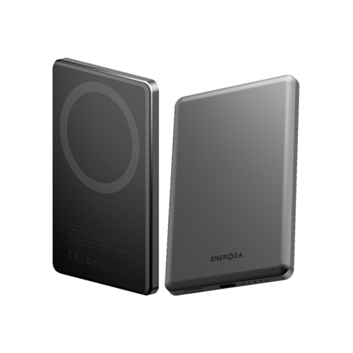 Energea AluPac Air Ultra Light MagSafe 5000 mAh Power Bank - Gunmetal [B] - بطارية متنقلة - ماغ سيف + سلك تايب سي - انيرجيا - قوه 20 واط - سعة 5000 ملي امبير - كفالة 18 شهر