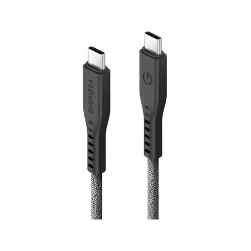 Energea Flow 10Gbps USB-C To USB-C Cable 2m - Black - سلك شحن ايفون تايب سي - انيرجيا - طول 2 متر  - كفالة 5 سنين