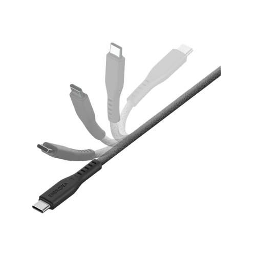 Energea Flow 480mbps USB-C To USB-C Cable 3m - Black - سلك شحن ايفون تايب سي - انيرجيا - طول 3 متر - كفالة 5 سنين