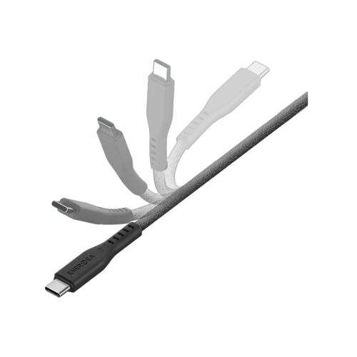 Energea Flow 10Gbps USB-C To USB-C Cable With Velcro Cable Tie 30cm - Black - سلك شحن - انيرجيا - تايب سي الي تايب سي - طول 30 سم - كفالة 5 سنين