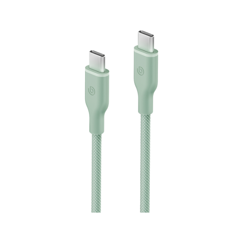 Bazic GoCharge Weave USB-C To USB-C 480Mbps 60W Cable 1.5M - Green - سلك شحن - بيزك - تايب سي الي تايب سي - قوة 60 واط - طول متر ونصف - كفالة 24 شهر