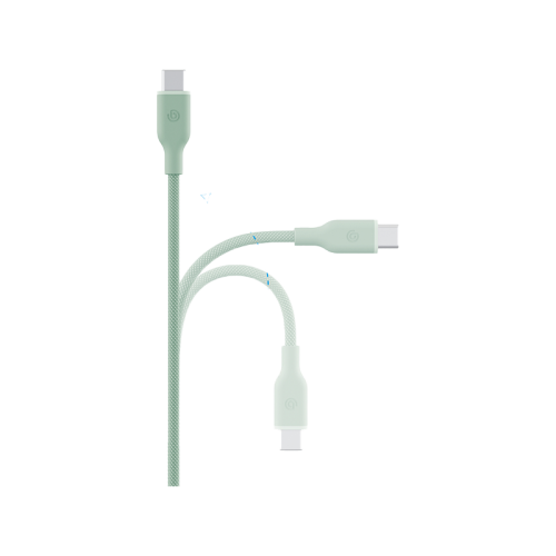 Bazic GoCharge Weave USB-C To USB-C 480Mbps 60W Cable 1.5M - Green - سلك شحن - بيزك - تايب سي الي تايب سي - قوة 60 واط - طول متر ونصف - كفالة 24 شهر