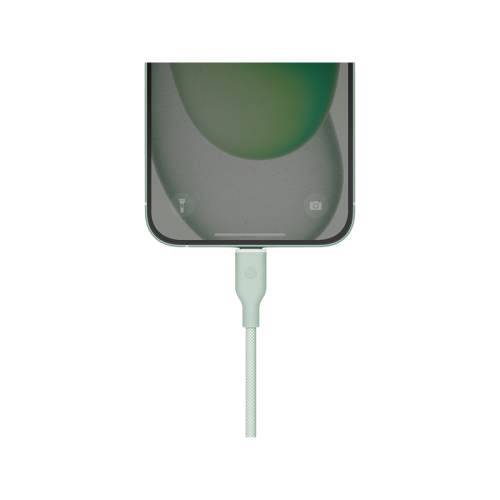 Bazic GoCharge Weave USB-C To USB-C 480Mbps 60W Cable 1.5M - Green - سلك شحن - بيزك - تايب سي الي تايب سي - قوة 60 واط - طول متر ونصف - كفالة 24 شهر