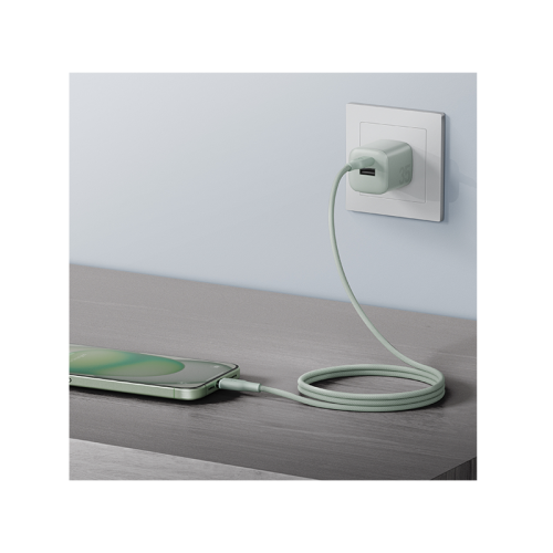 Bazic GoCharge Weave USB-C To USB-C 480Mbps 60W Cable 1.5M - Green - سلك شحن - بيزك - تايب سي الي تايب سي - قوة 60 واط - طول متر ونصف - كفالة 24 شهر