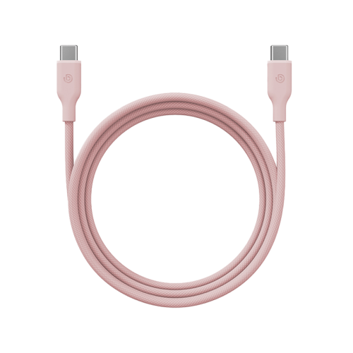 Bazic GoCharge Weave USB-C To USB-C 480Mbps 60W Cable 1.5M - Pink - سلك شحن - بيزك - تايب سي الي تايب سي - قوة 60 واط - طول متر ونصف - كفالة 24 شهر
