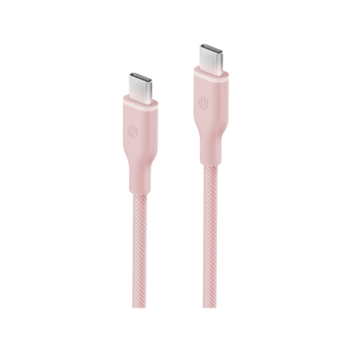 Bazic GoCharge Weave USB-C To USB-C 480Mbps 60W Cable 1.5M - Pink - سلك شحن - بيزك - تايب سي الي تايب سي - قوة 60 واط - طول متر ونصف - كفالة 24 شهر