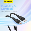 Baseus Pudding Series Fast Charging Cable With High-Speed Data Transmission Type-C to Type-C 100W 5A 1.2M - Black - سلك شحن - بيسوس - تايب سي الى تايب سي - طول 1.2 متر - كفالة 12 شهر