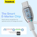 Baseus Pudding Series Fast Charging Cable Type-C to Type-C 100W 5A 2M - White [D]- سلك شحن - بيسوس - تايب سي الى تايب سي - طول 2 متر - كفالة 12 شهر