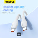Baseus Pudding Series Fast Charging Cable Type-C to Type-C 100W 5A 2M - White [D]- سلك شحن - بيسوس - تايب سي الى تايب سي - طول 2 متر - كفالة 12 شهر