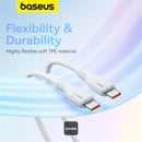 Baseus Pudding Series Fast Charging Cable Type-C to Type-C 100W 5A 2M - White [D]- سلك شحن - بيسوس - تايب سي الى تايب سي - طول 2 متر - كفالة 12 شهر