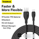 Baseus USB-A to Lightning 12W 2.4A 1.2M - Black - سلك شحن ايفون - بيسوس - طول 1.2 سم - كفالة 12 شهر