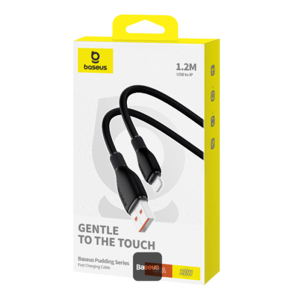 Baseus USB-A to Lightning 12W 2.4A 1.2M - Black - سلك شحن ايفون - بيسوس - طول 1.2 سم - كفالة 12 شهر