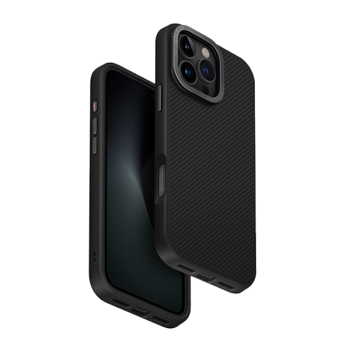 Uniq Hybrid Keva Max MagSafe Case with Camera Stand for iPhone 16 Pro/16 Pro MAX - Carbon Black [B] - كفر حماية عالية - يونيك - ستاند - ماغ سيف