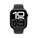 Apple Watch S10 GPS + Cellular 42mm - Jet Black Aluminum Case with Black Sport Band - M/L - ساعة ابل - الجيل العاشر - تدعم شريحة اتصال - اللون ( الاسود )