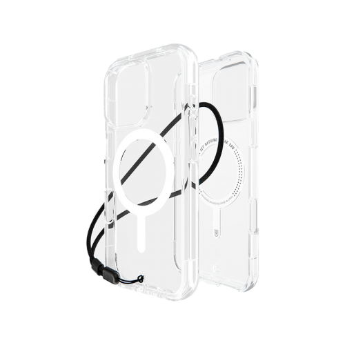 BodyGuardz Accent Magsafe Case for iPhone16 Pro / 16 Pro Max - Clear [B] -  كفر حماية عالية - ماغ سيف - مقاومه عاليه للصدمات - مع خيط علاقه