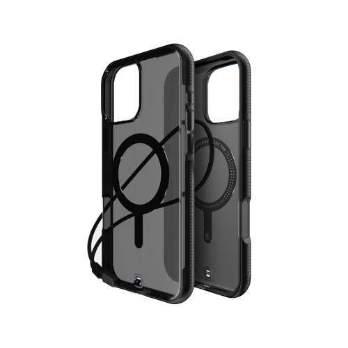 BodyGuardz Ace Pro With Magsafe Case for iPhone16 Pro / 16 Pro Max - Smoke Black [B] -  كفر حماية عالية - ماغ سيف - مقاومه عاليه للصدمات - مع خيط علاقه