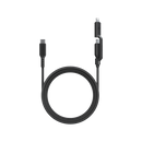 Energea Flow Duo USB-C to USB-C + Lightning 480Mbps 240W 1.5m Cable - Black [B] - سلك شحن  - انيرجيا - 2 في 1 - تايب سي + ايفون - طول متر ونصف - كفالة 5 سنين