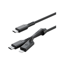 Energea Flow Duo USB-C to USB-C + Lightning 480Mbps 240W 1.5m Cable - Black [B] - سلك شحن  - انيرجيا - 2 في 1 - تايب سي + ايفون - طول متر ونصف - كفالة 5 سنين