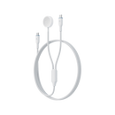 Bazic GoCharge Deuce USB-C to USB-C With Apple Watch Charger 60W 480Mbps Cable 1.8M - White [B]- سلك شحن - بيزك - تايب سي الي تايب سي + شاحن لساعة ابل - قوة 60 واط - طول 1.8 - كفالة 24 شهر