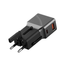 Energea TravelGo 1-Port USB-C & USB-A 25W PD Travel Adapter - Gunmetal Black  - شاحن حائط دولي - منفذين للشحن الذكي والسريع - قوة 25 واط - كفالة 24 شهر