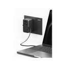 Energea TravelWorld 3-Port USB-C and 1-Port USB-A With 80CM USB-C Cable GaN 85W Travel Adapter - Gunmetal Black [B] - شاحن حائط دولي للسفر - مناسب لجميع دول العالم - 3 فتحات تايب سي - 1 فتحة يو اس بي + سلك شحن تايب سي مدمج - قوة 85 واط - كفالة 18 شهر