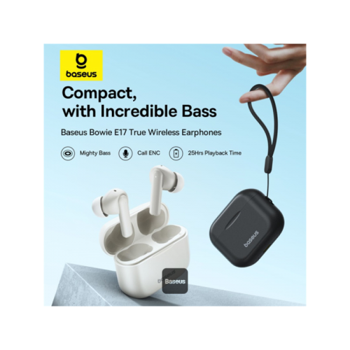 Baseus Bowie E17 True Wireless Earphone - Stellar White [D] -  سماعة بيسوس - بلوتوث - كفاله 12 شهر
