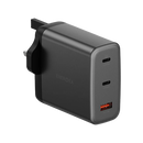 Energea Ampcharge 2-Port USB-C & 1-Port USB-A 100W GaN Wall Charger - Gunmetall [B] - بلاك حائط شحن - قوة 100 واط - انيرجيا - 3 فتحات للشحن السريع - 2 فتحتين تايب سي - 1 فتحه يو اس بي - كفالة 12شهر