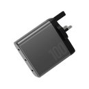 Energea Ampcharge 3-Port USB-C 100W GaN Wall Charger - Gunmetal [B] - بلاك حائط شحن - قوة 100 واط - انيرجيا - 3 فتحات تايب سي للشحن السريع - كفالة 12شهر