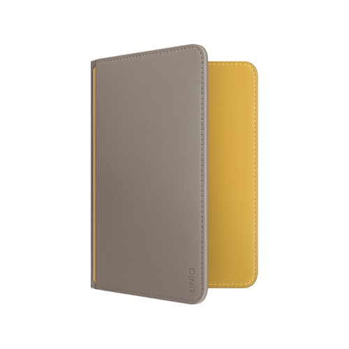 Cover UNIQ Belmont Passport Case RFID Blocking Gray-Yellow - محفظة لجواز السفر - محفظة كروت - يونيك