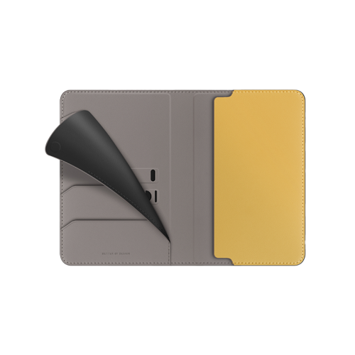 Cover UNIQ Belmont Passport Case RFID Blocking Gray-Yellow - محفظة لجواز السفر - محفظة كروت - يونيك