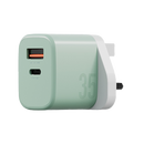 Bazic Go Port Velox Kit Bundle 1-Port USB-C & 1-Port USB-A PD 35W Wall Charger with Weave USB-C to USB-C 60W Cable - Pistachio Green - شاحن حائط - فتحتين للشحن السريع - 35 واط + سلك شحن تايب سي قوة 60 واط - كفالة 24 شهر