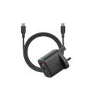 Bazic Go Port Velox Kit Bundle 1-Port USB-C & 1-Port USB-A PD 35W Wall Charger with Weave USB-C to USB-C 60W Cable - Truffle Black - شاحن حائط - فتحتين للشحن السريع - 35 واط + سلك شحن تايب سي قوة 60 واط - كفالة 24 شهر