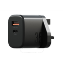 Bazic Go Port Velox Kit Bundle 1-Port USB-C & 1-Port USB-A PD 35W Wall Charger with Weave USB-C to USB-C 60W Cable - Truffle Black - شاحن حائط - فتحتين للشحن السريع - 35 واط + سلك شحن تايب سي قوة 60 واط - كفالة 24 شهر