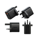 Bazic Go Port Velox Kit Bundle 1-Port USB-C & 1-Port USB-A PD 35W Wall Charger with Weave USB-C to USB-C 60W Cable - Truffle Black - شاحن حائط - فتحتين للشحن السريع - 35 واط + سلك شحن تايب سي قوة 60 واط - كفالة 24 شهر