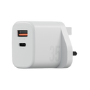 Bazic Go Port Velox Kit Bundle 1-Port USB-C & 1-Port USB-A PD 35W Wall Charger with Weave USB-C to USB-C 60W Cable - Vanilla White - شاحن حائط - فتحتين للشحن السريع - 35 واط + سلك شحن تايب سي قوة 60 واط - كفالة 24 شهر
