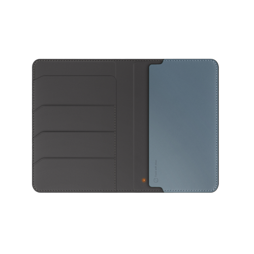 Uniq Belmont Passport Holder With RFID Blocking With Apple's Find My - Charcoal / Washed Blue.[B] - محفظة لجواز السفر - مع خاصية التتبع