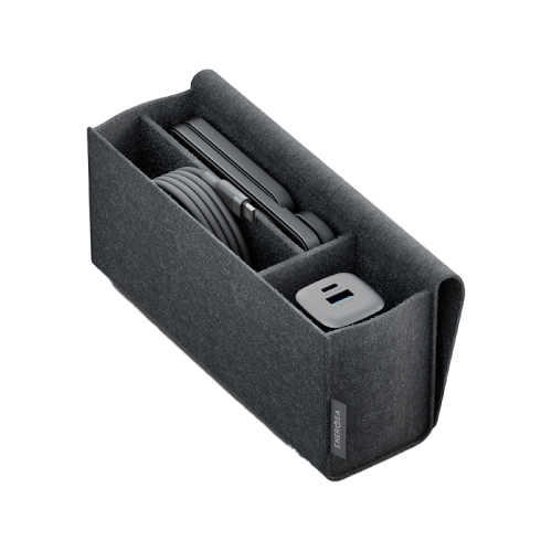 Energea Essential Kit Ampcharge GaN 35W Wall Charger + MagTrio Plus 3 in 1 Wireless Charger - Gun + Helix USB-C to USB-C Cable - Grey [B] حقيبة السفر - 4 في 1 - حقيبة + ستاند شحن لا سلكي 3 في 1 + شاحن حائط قوة 35 واط + سلك شحن تايب سي - كفالة 12 شهر