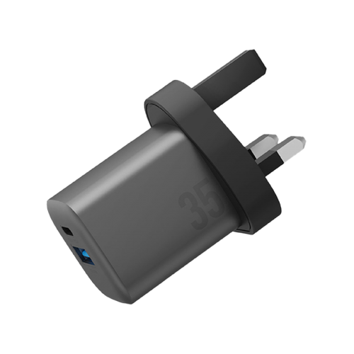 Energea Essential Kit Ampcharge GaN 35W Wall Charger + MagTrio Plus 3 in 1 Wireless Charger - Gun + Helix USB-C to USB-C Cable - Grey [B] حقيبة السفر - 4 في 1 - حقيبة + ستاند شحن لا سلكي 3 في 1 + شاحن حائط قوة 35 واط + سلك شحن تايب سي - كفالة 12 شهر