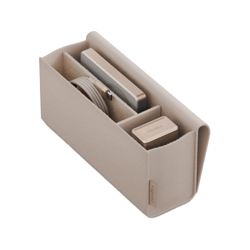 Energea Voyager Kit Travel world Adapter 25 + Alupac Power Bank 10000mAh + Helix Cable 1.5M + Pouch - Beige [B] - حقيبة السفر - 4 في 1 حقيبة + بطاريه ماغ سيف سعة 10000 مللي امبير + شاحن حائط دولي + سلك شحن تايب سي طول 1.5 متر - كفالة 12 شهر