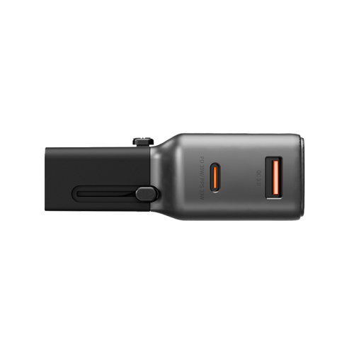 Energea TravelGo 1-Port USB-C & USB-A 35W PD Travel Adapter - Gunmetal Black  - شاحن حائط دولي - منفذين للشحن الذكي والسريع - قوة 35 واط - كفالة 24 شهر